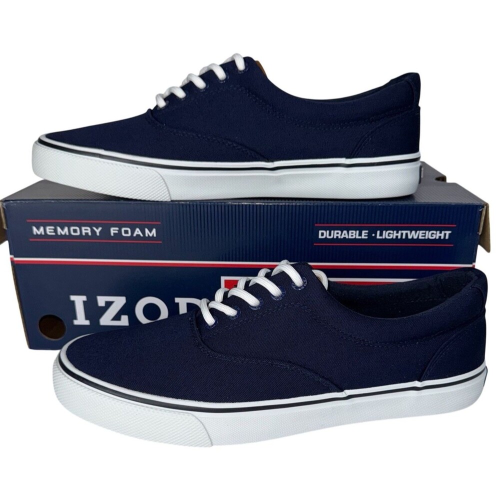 Izod Rangley Mens Size 11 Navy Blue Canvas Lace Up Tennis Shoes Sneakers